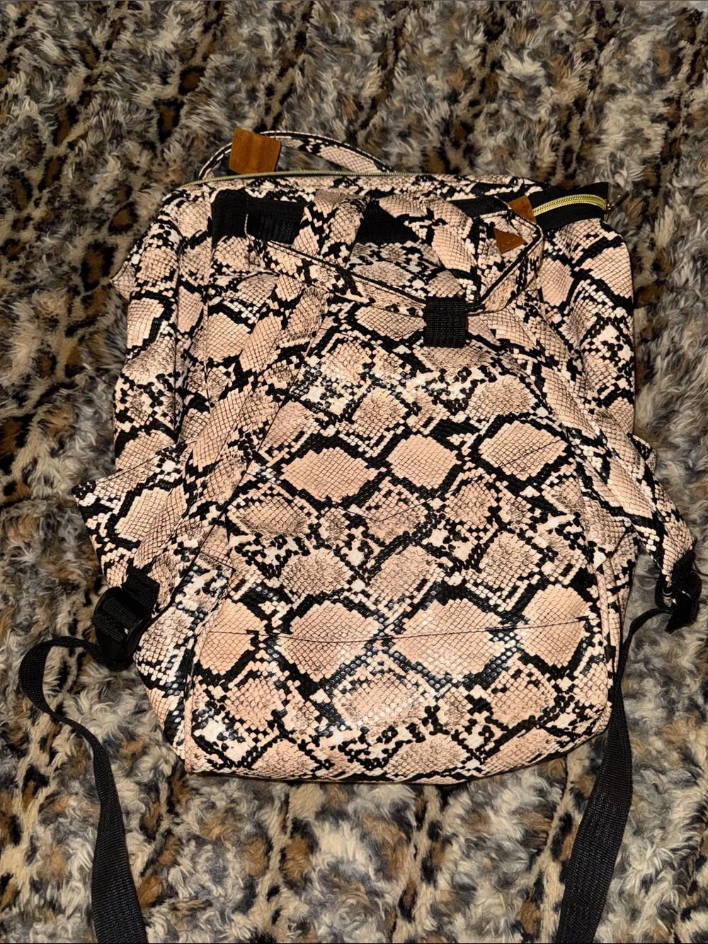 Pink Snake-Print Laptop Backpack